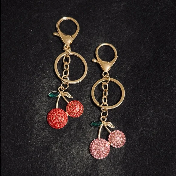 Elegant Gold Cherry Keychain Set - Picture 1 of 7